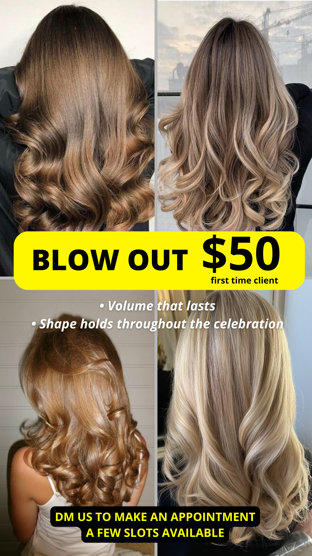 Рекламный макет услуги Blow Out для волос