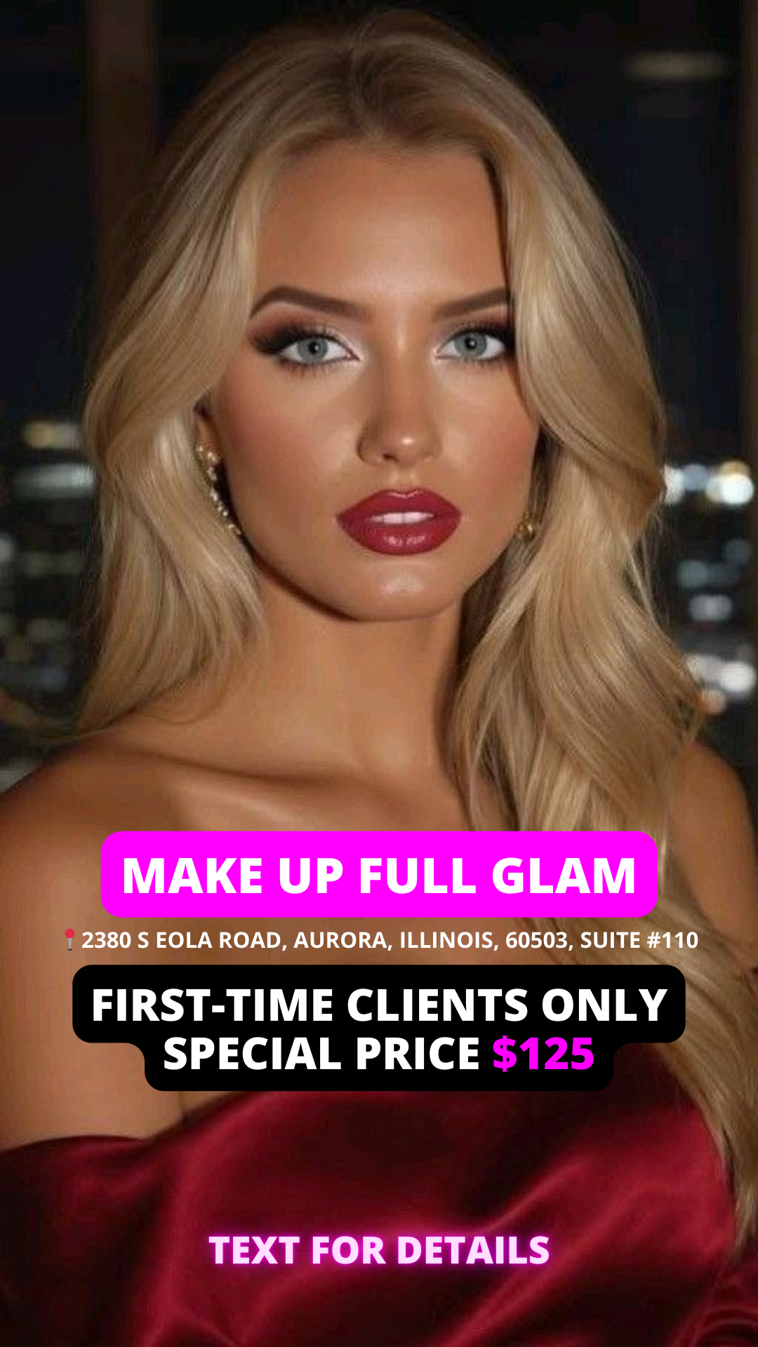 Рекламный макет услуги Full Glam Make Up